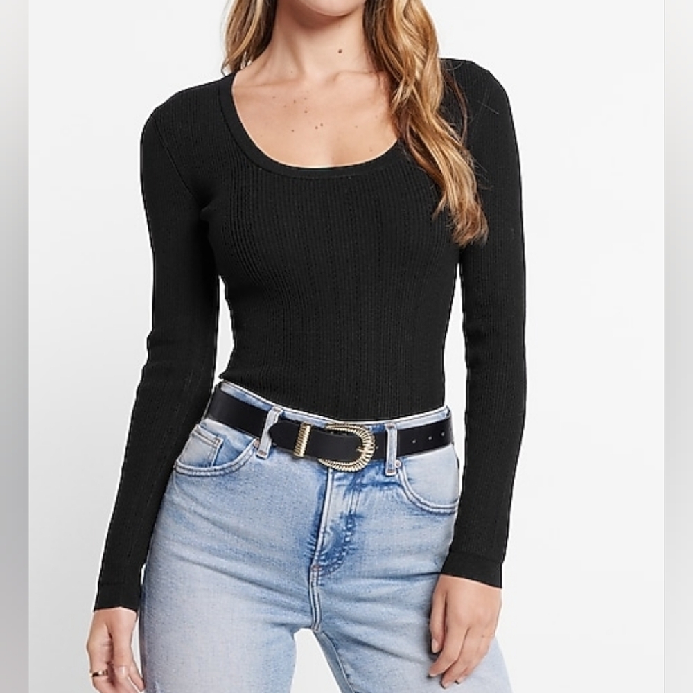 NEW Express Scoop Neck Fitted Sweater Top